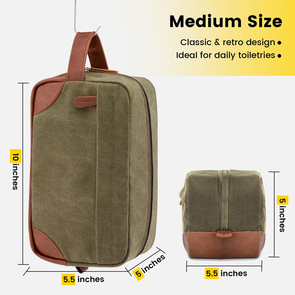 Vorspack travel toiletry bag water-resistant close-up highlights rugged canvas and PU trim.