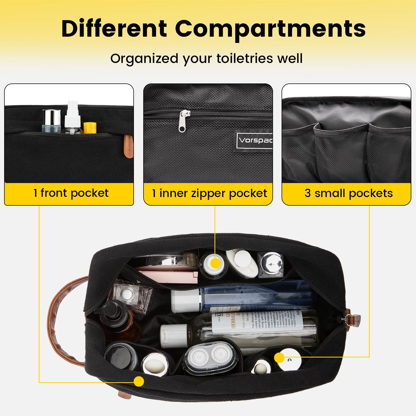 Vorspack travel toiletry bag water-resistant canvas protects contents in transit