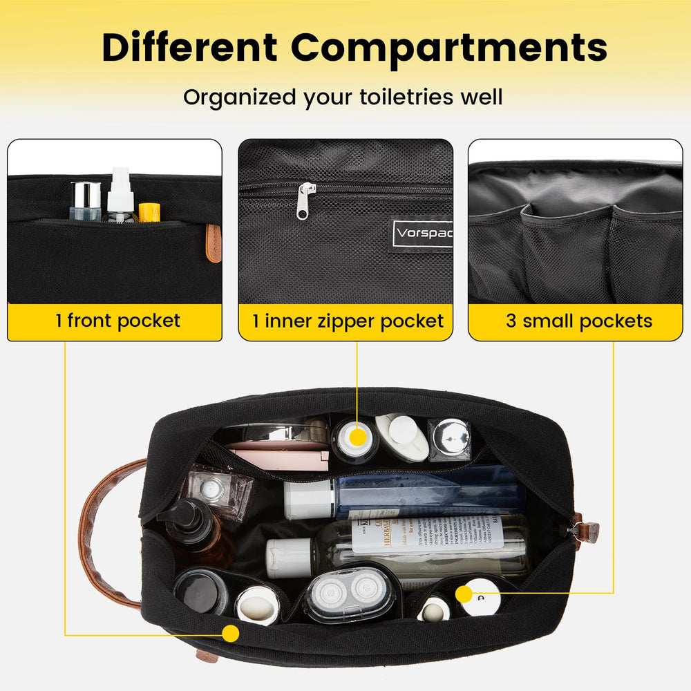Vorspack travel toiletry bag water-resistant canvas protects contents in transit