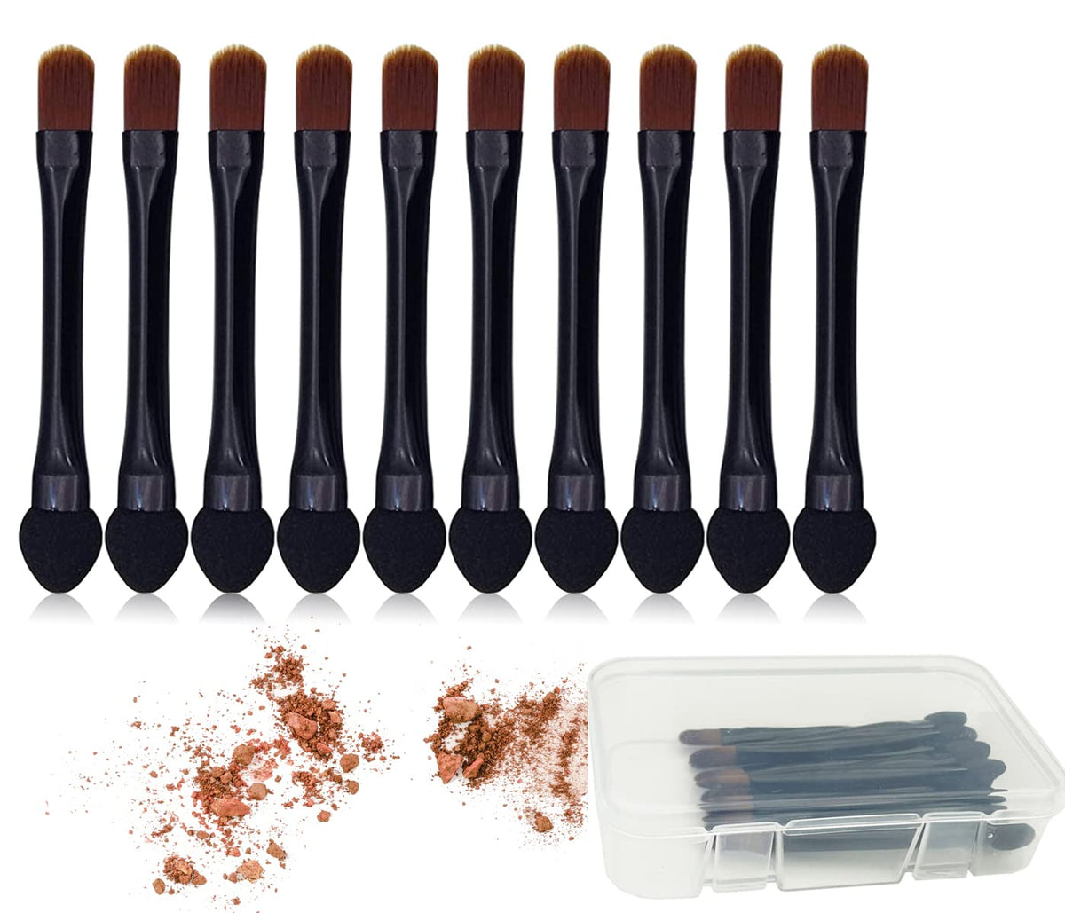 Vôsaidi eyeshadow brushes 10pc set with dual-sided sponge for versatile daily makeup