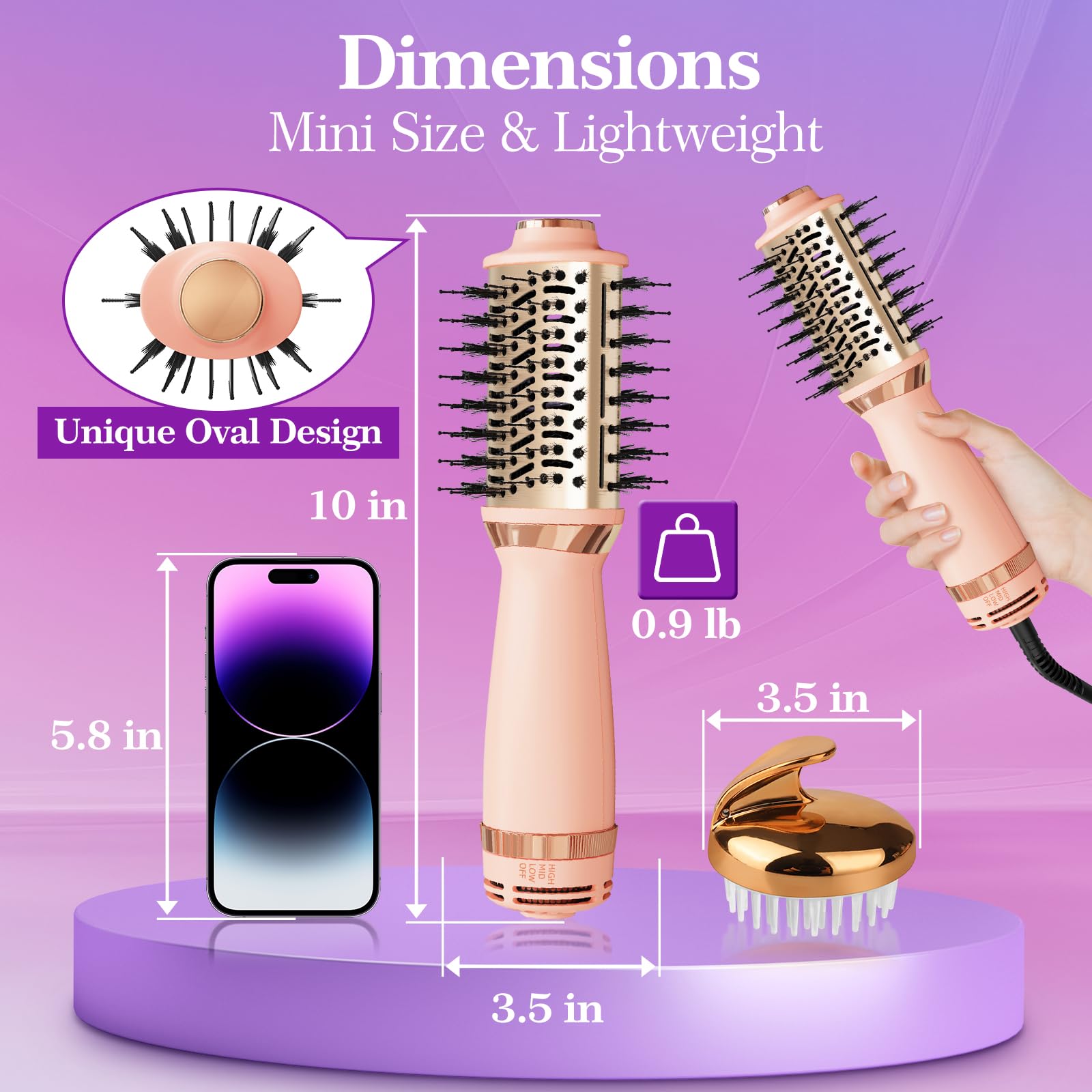 Voseki ceramic-coated barrel provides even heat for gentle styling on all hair types.