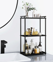VOTZAAQ 3-tier bathroom organizer with matte black finish and portable handles