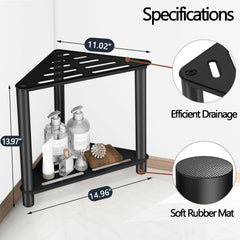 VOTZAAQ shower-stool with two-tier storage shelves helps organize essentials