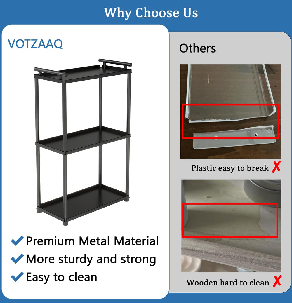 VOTZAAQ vanity countertop shelf in matte black blends with décor