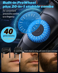 Voukad beard trimmer guard adjustment showing 40 length settings for control