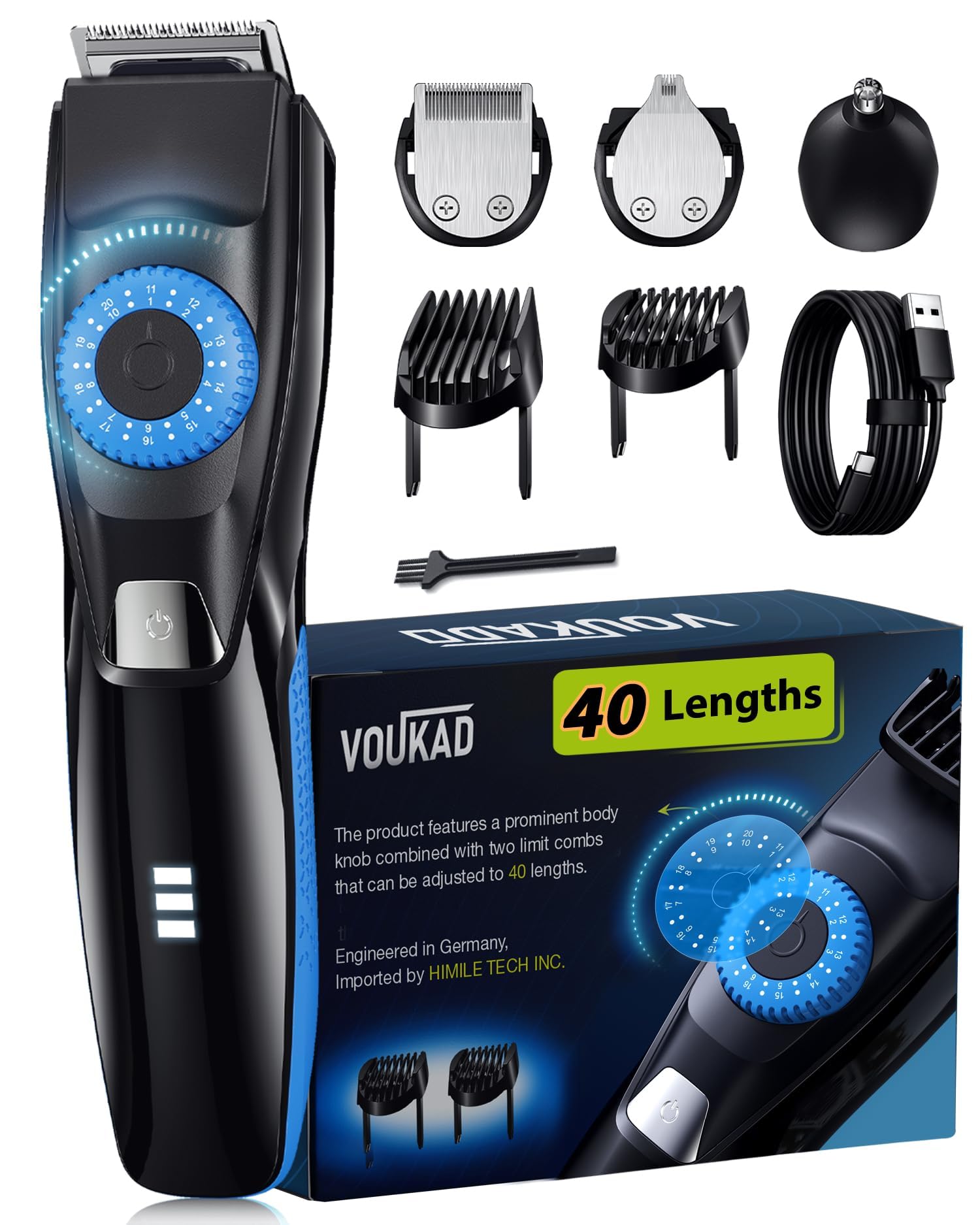 Voukad 40 Precisions beard trimmer front view for precise shaping and grooming