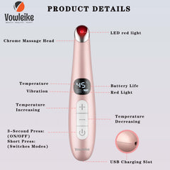 Vowleike 3-in-1 functions shown for massage, heat, absorption.