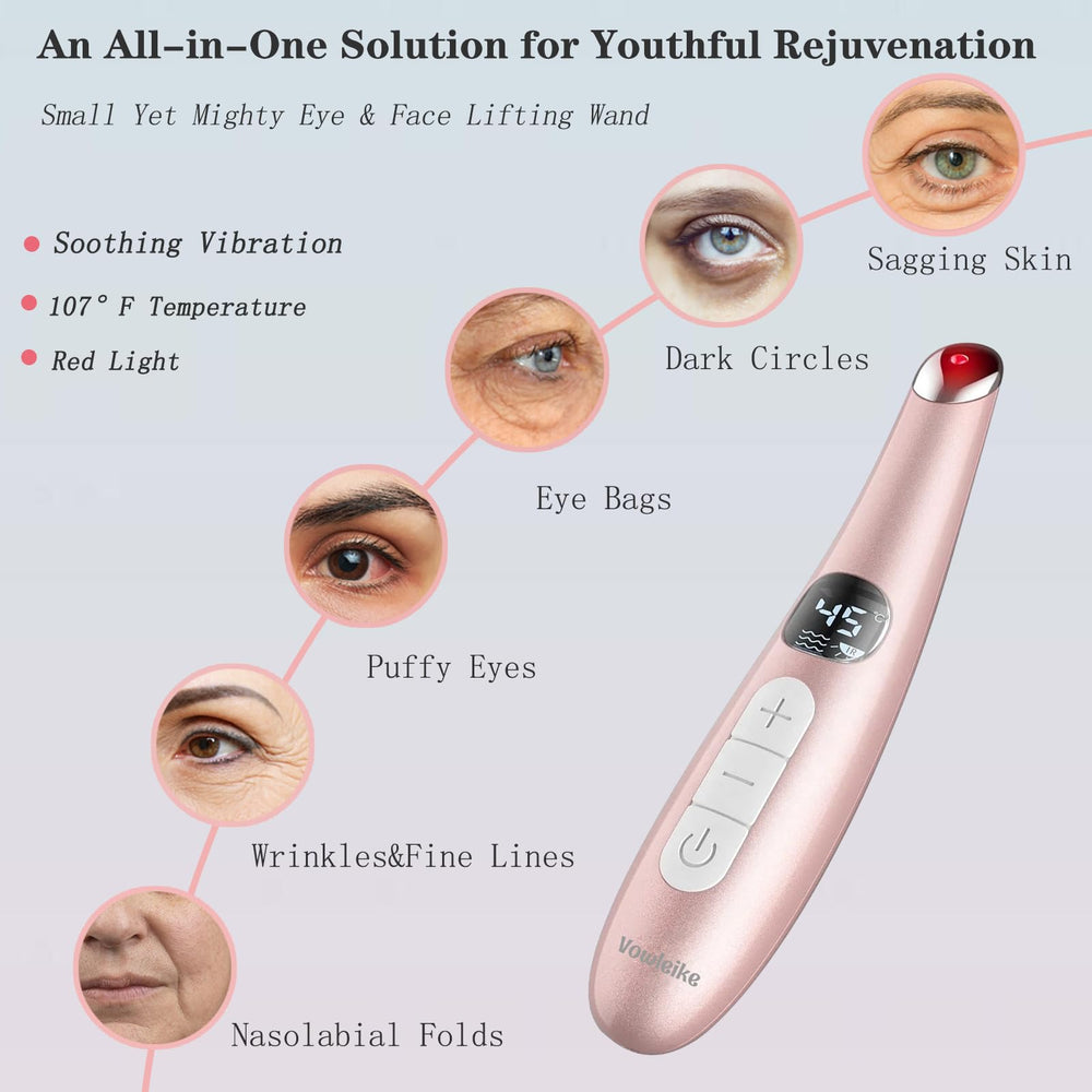 Vowleike Eye Massager with heat function demonstrating soothing warmth.
