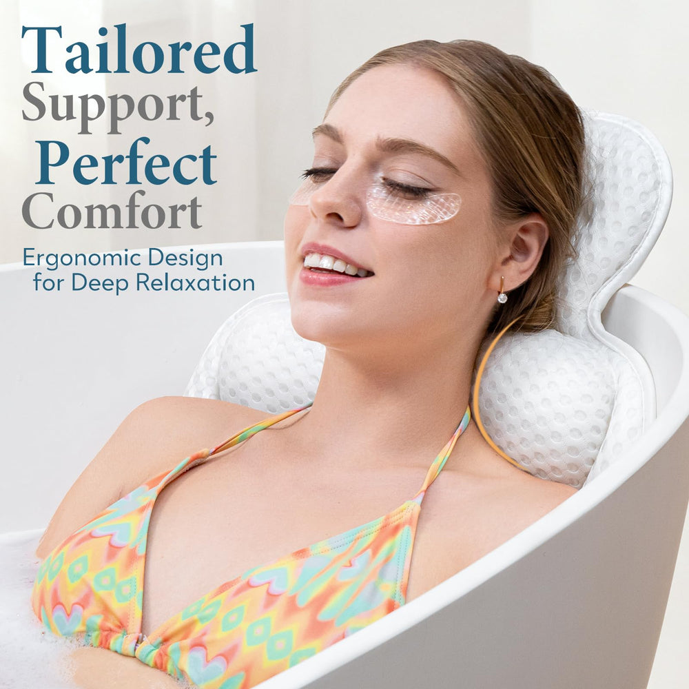 VOXOR bath pillow with 54 suction cups stays secure on wet tub surfaces.