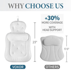 VOXOR bath pillow uses 5D mesh fabric for quick drying and skin-friendly softness.