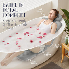 VOXOR bath pillow in tub with full-body coverage and pressure relief