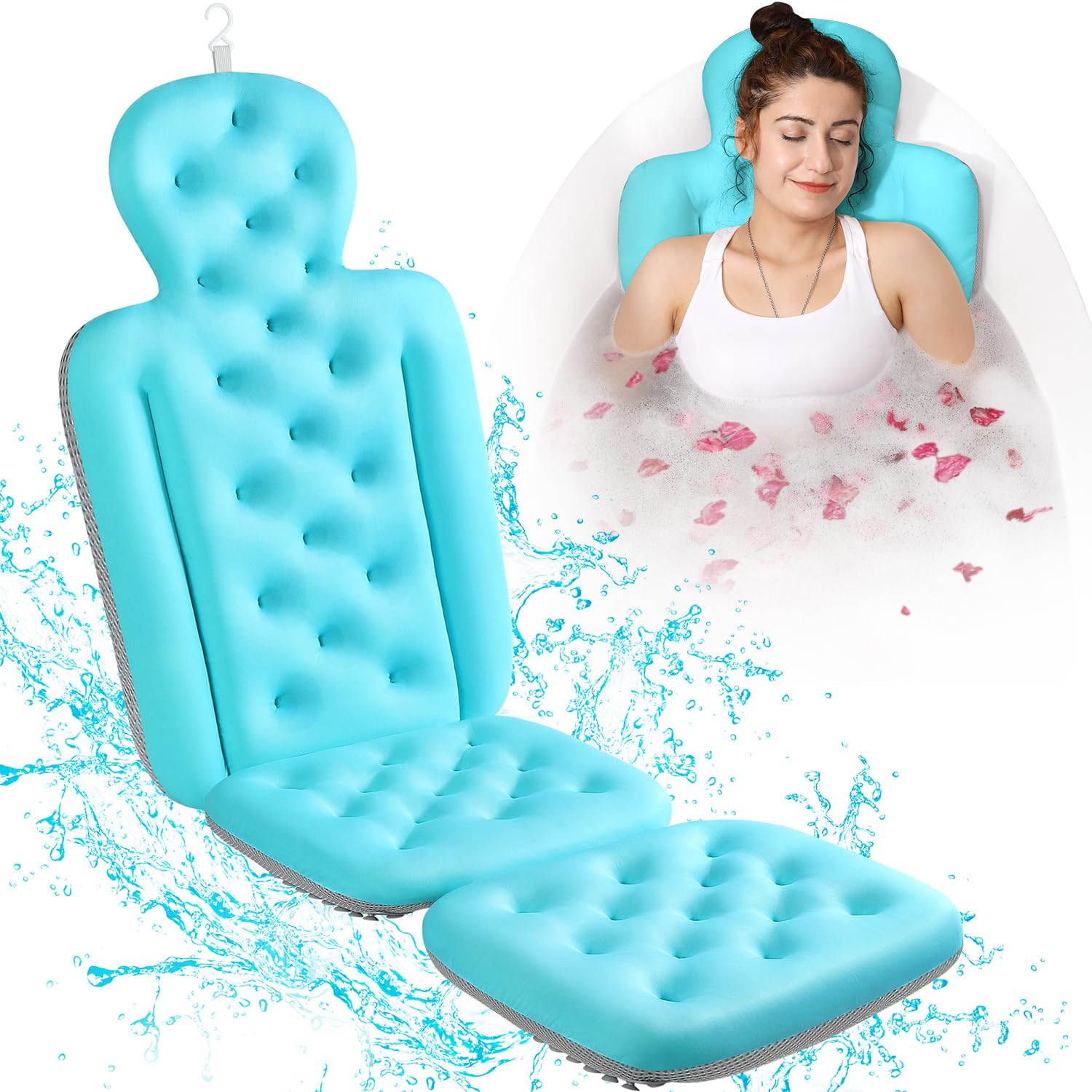 VOXOR full-body bath pillow ocean blue outer view for spa-like comfort