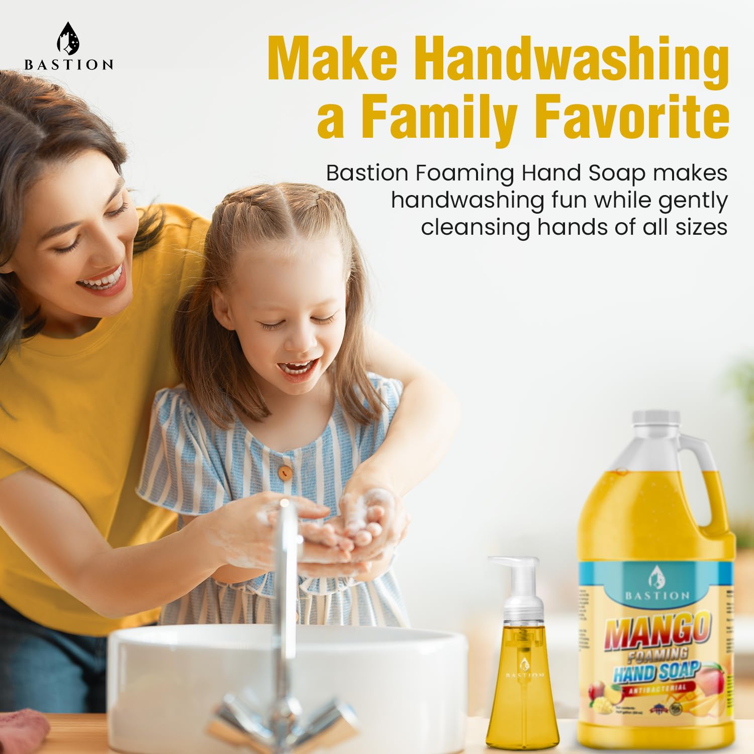 Voyager Mango Foaming Hand Soap lather close-up highlighting smooth cleansing.