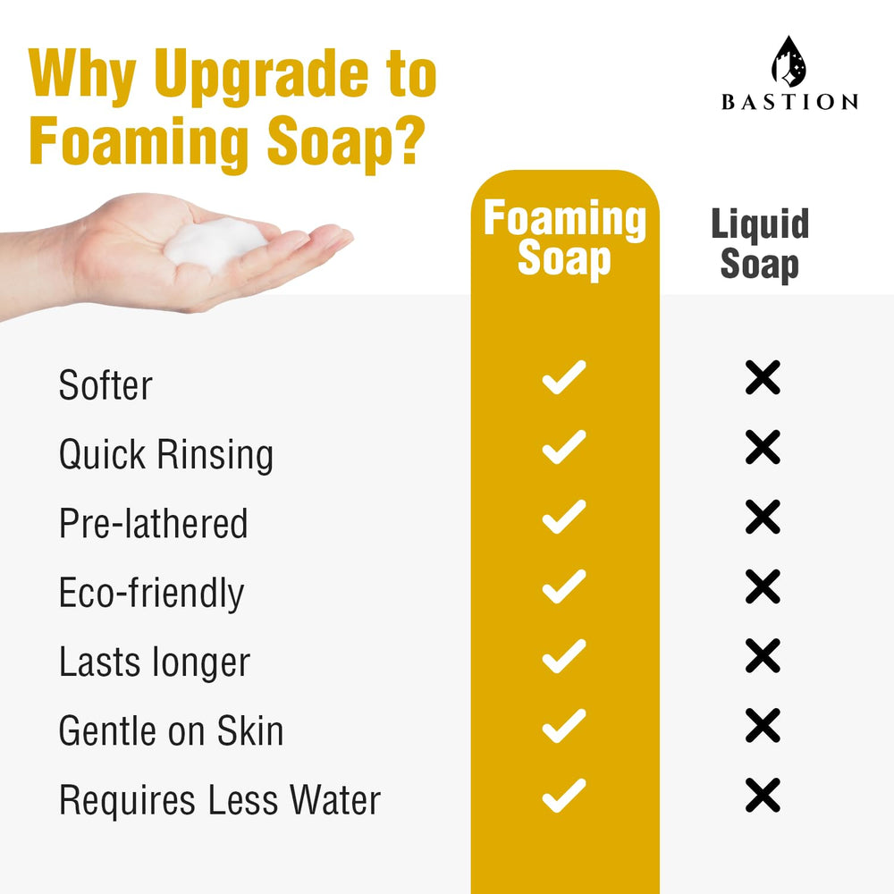 Voyager Mango Hand Soap refill jug on sink highlights sustainable recycling option.