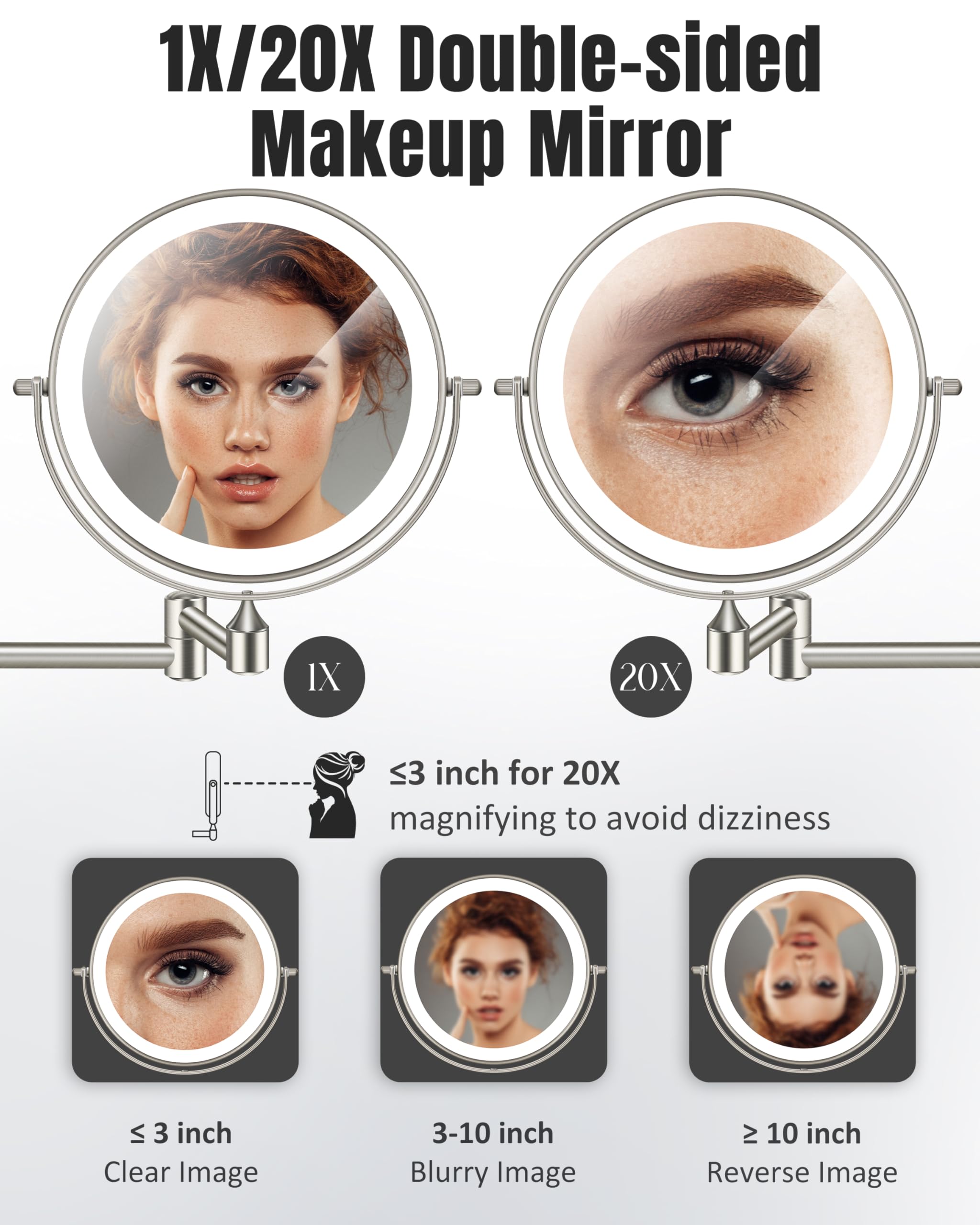 vpu mirror offers white, warm, natural lights with dimming