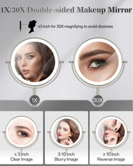 VPU makeup mirror height-adjustable stand gives comfortable viewing height.