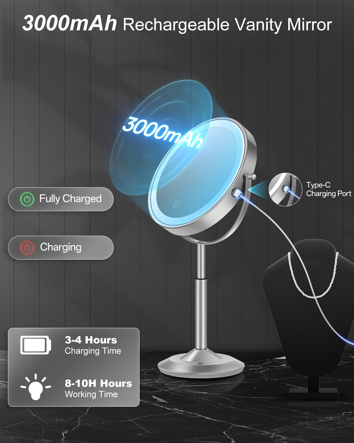 vpu makeup mirror on a tidy desk setup for daily routine