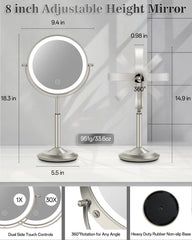 VPU makeup mirror dual-sided design with 8-inch frame for everyday beauty routines.