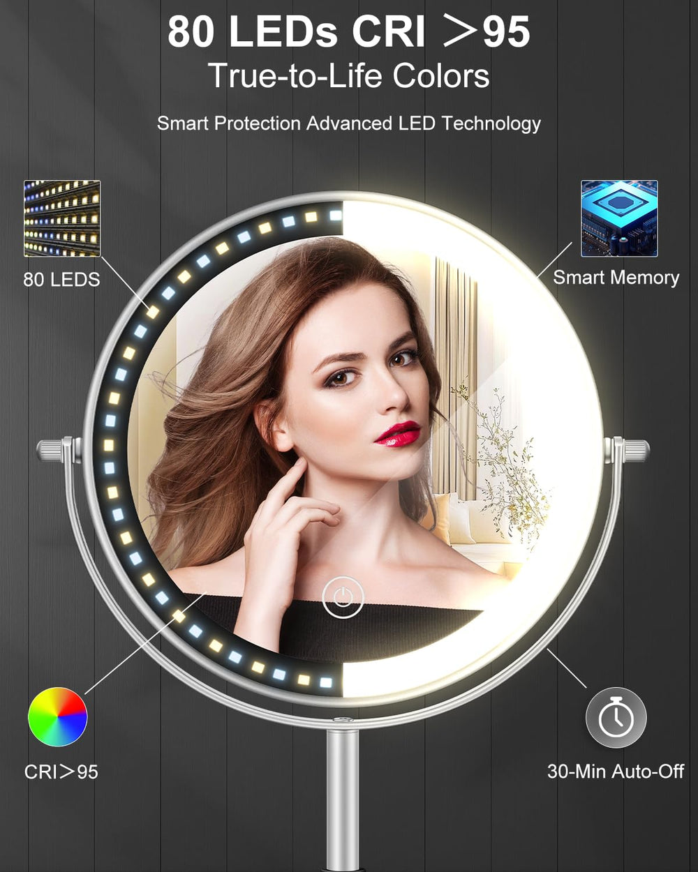 vpu makeup mirror premium metal frame resists moisture and rust