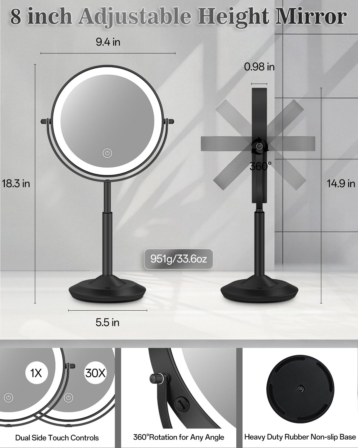 VPU makeup mirror 1x view shows full-face makeup reference.