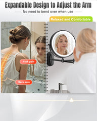VPU extendable arm enabling flexible positioning for comfortable makeup
