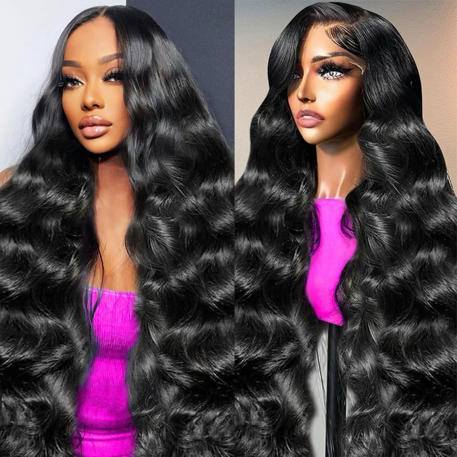 VQPPM body wave lace front wig 28 inch cover shot for natural flow and shine.