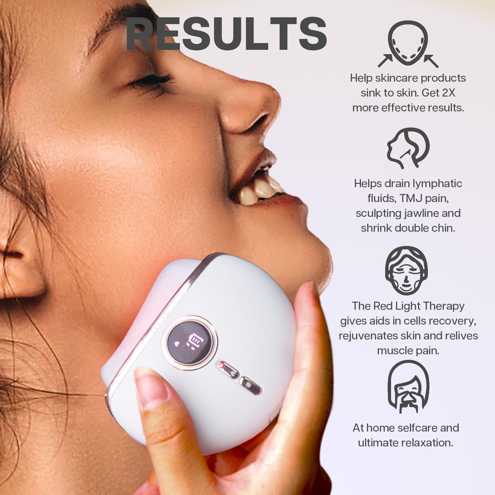 VRAIKO Aurora Gua Sha with vibration mode for facial toning and relaxation
