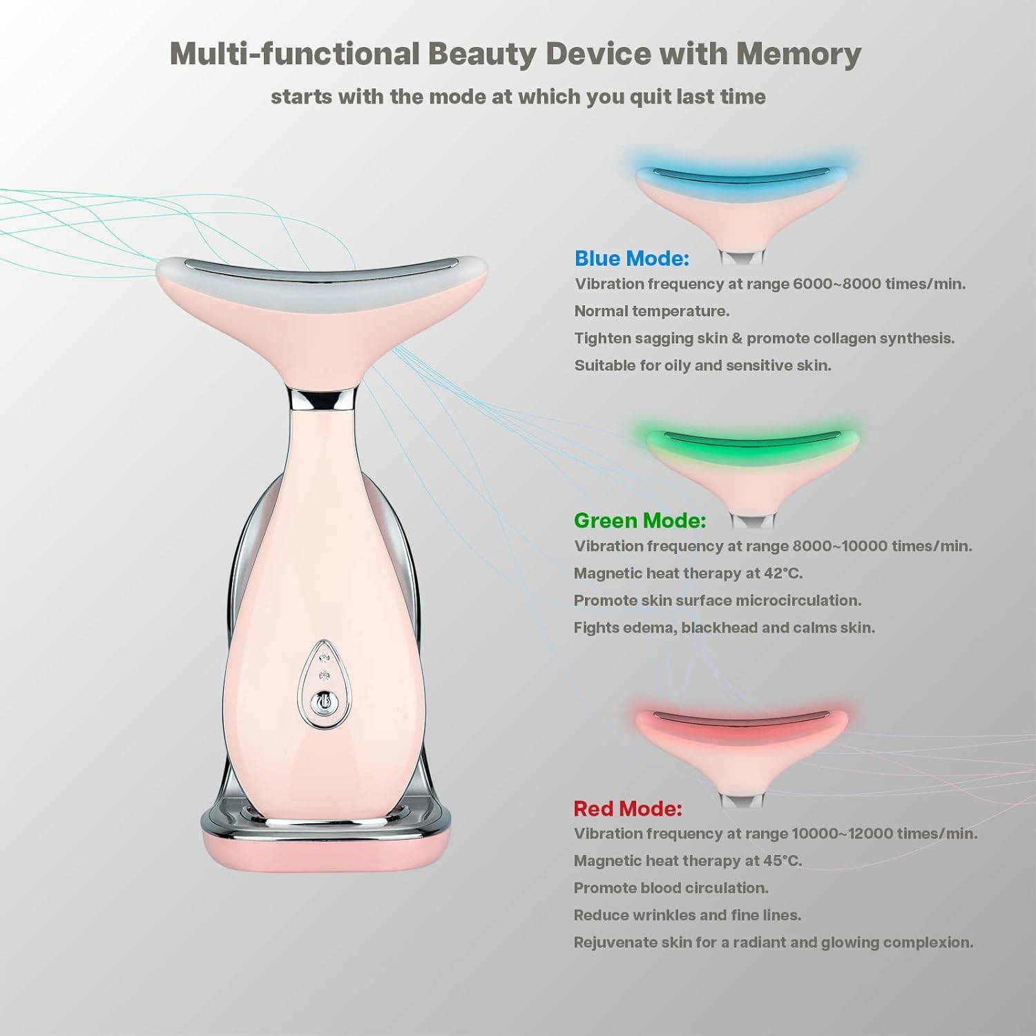 VRAIKO Lily massager displaying triple-action LED for skin cues