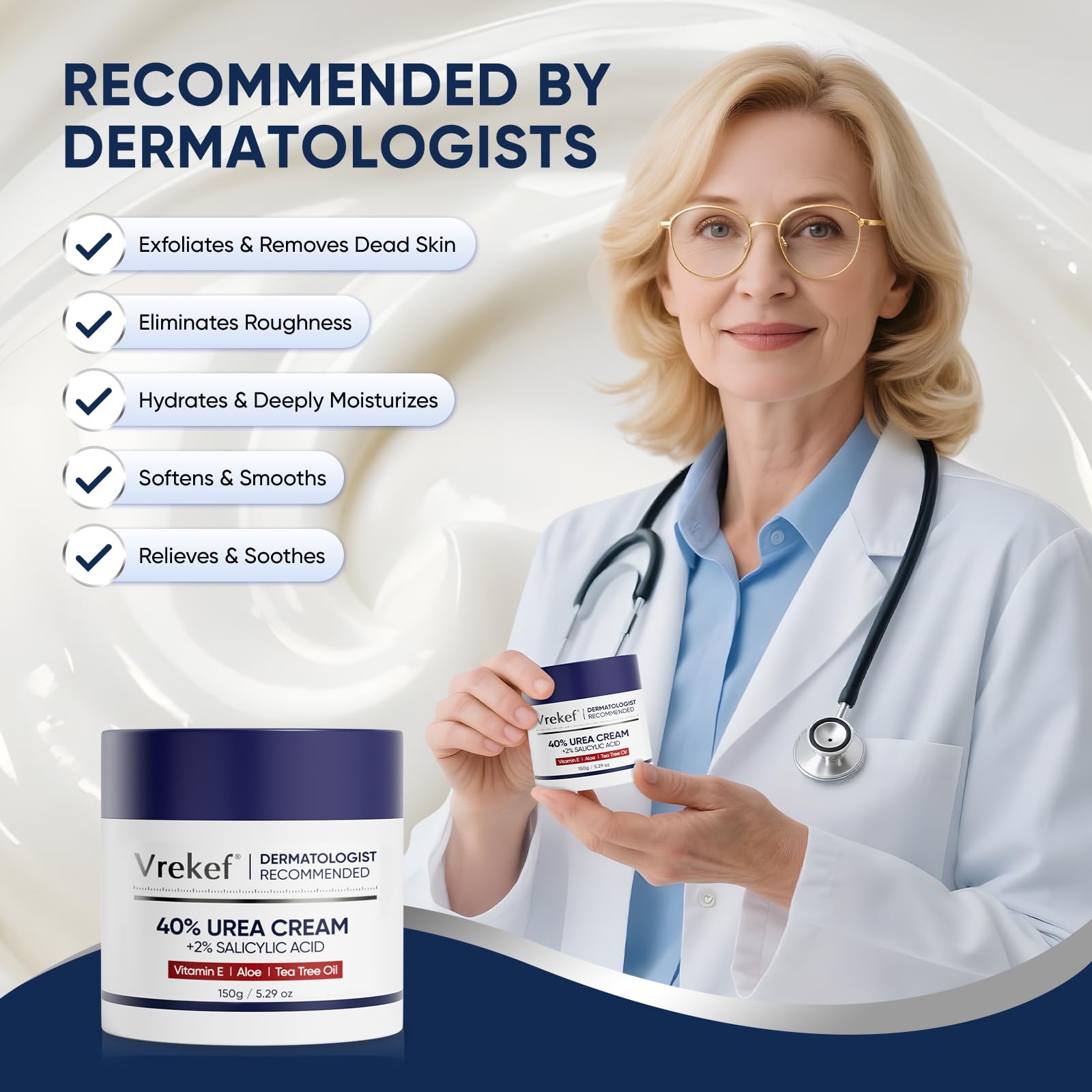 VREKEF Urea Cream 40% foot-care use on dry heels.