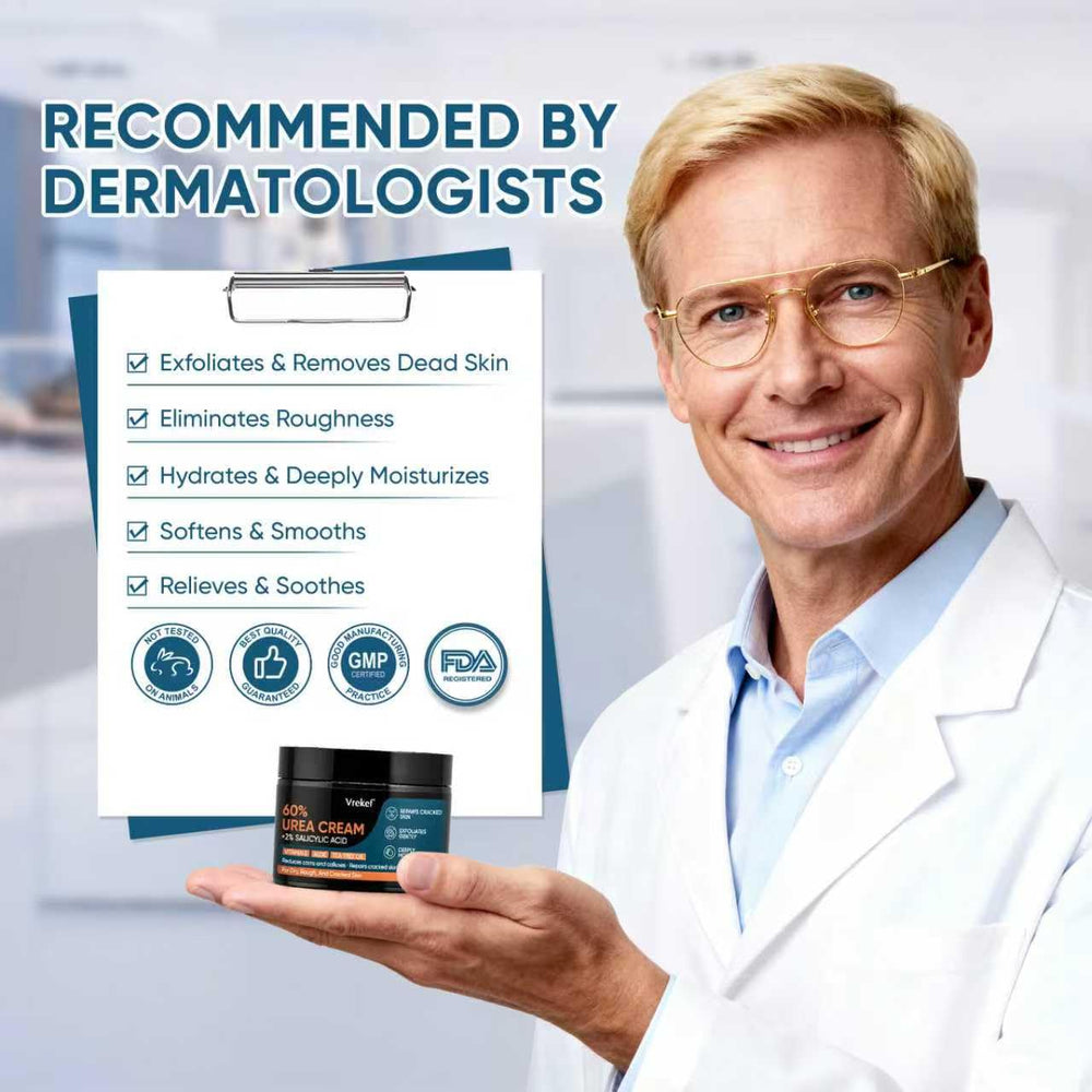 Daily-use jar of VREKEF Urea Cream 60% for long-lasting moisture