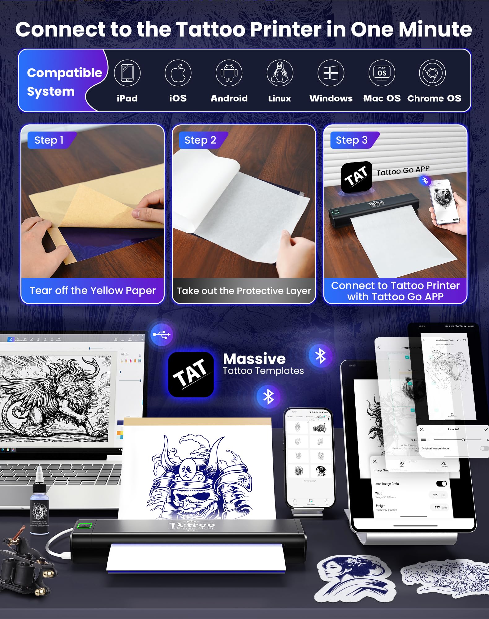 Vretti P84 tattoo stencil printer side view highlighting portable design