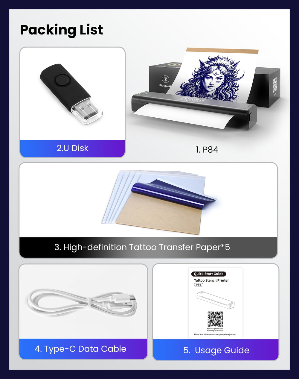 Vretti P84 supports temporary tattoos for quick non permanent designs