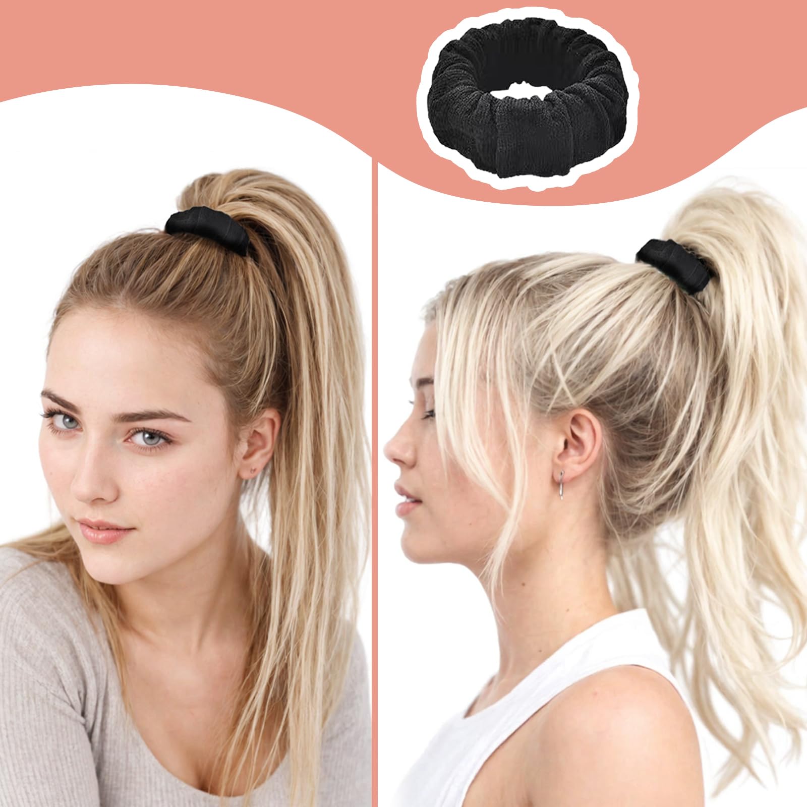 Vrose Flosi daily-use black hair ties for women and girls.