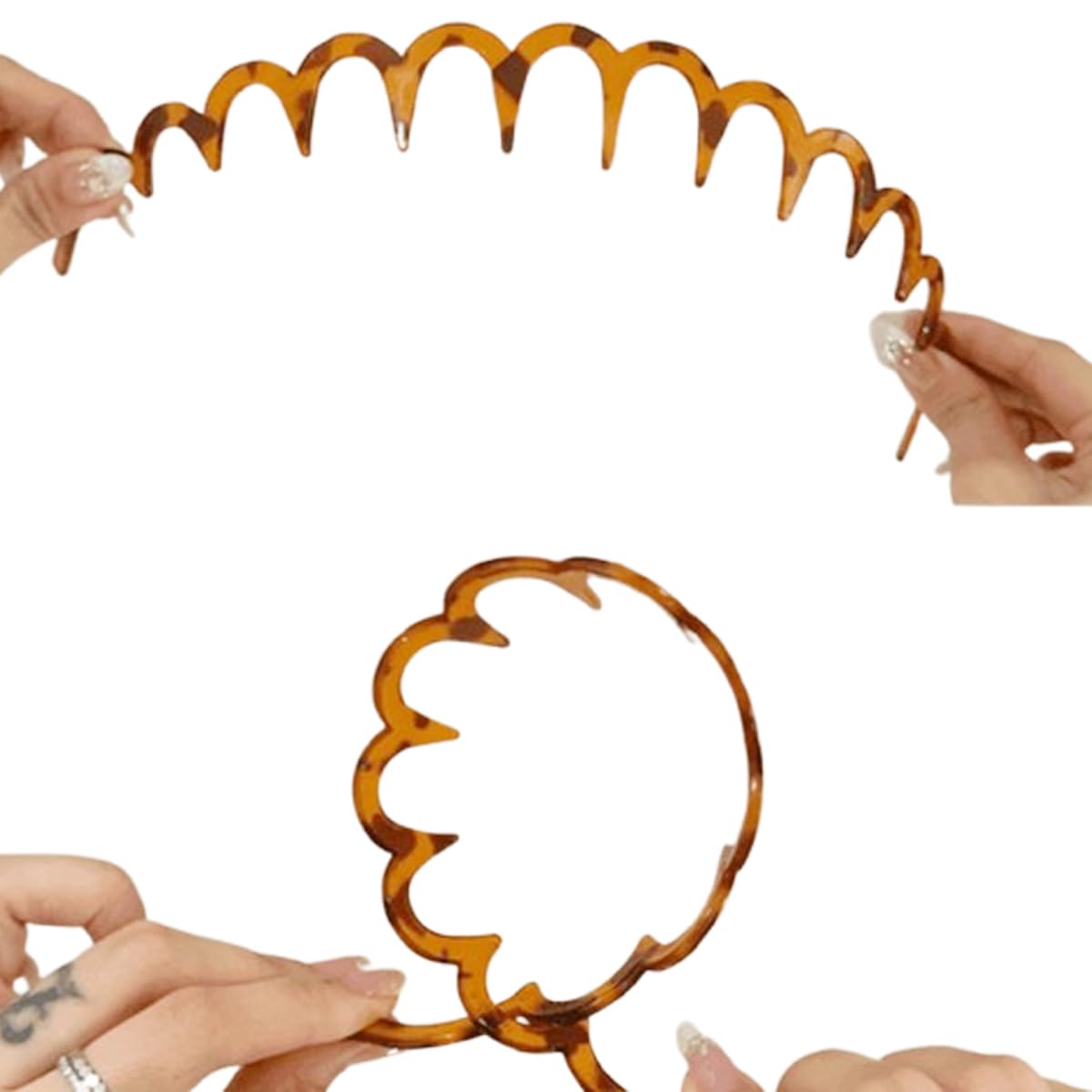 Vrose Flosi headband keeps hair back during face washing and makeup routines.