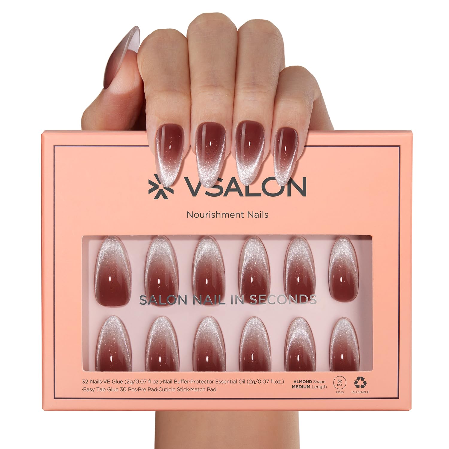 VSALON press-on nails for holiday-ready, reusable manicure options.