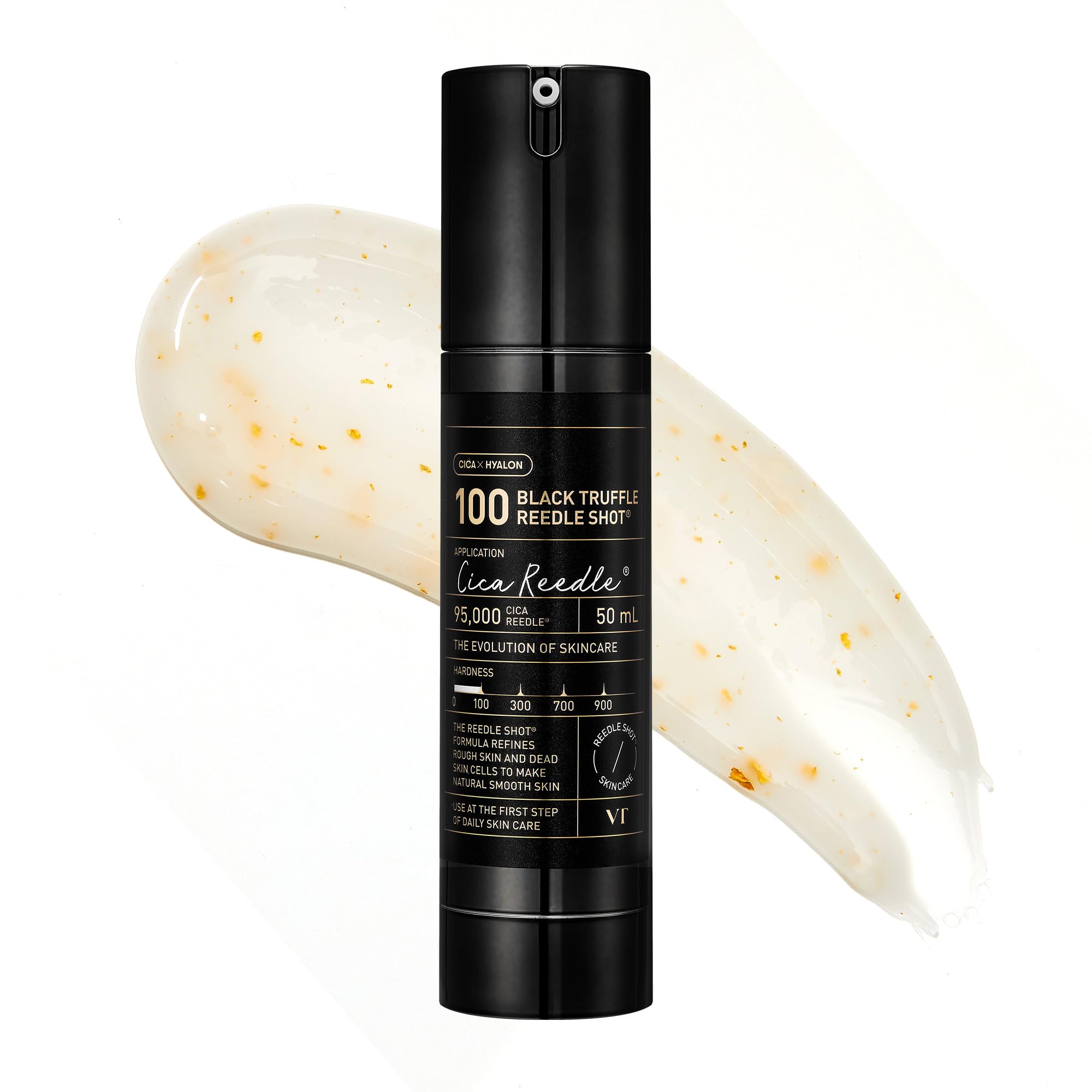 VT COSMETICS Black Truffle Reedle Shot bottle side view showcases premium packaging for glow.