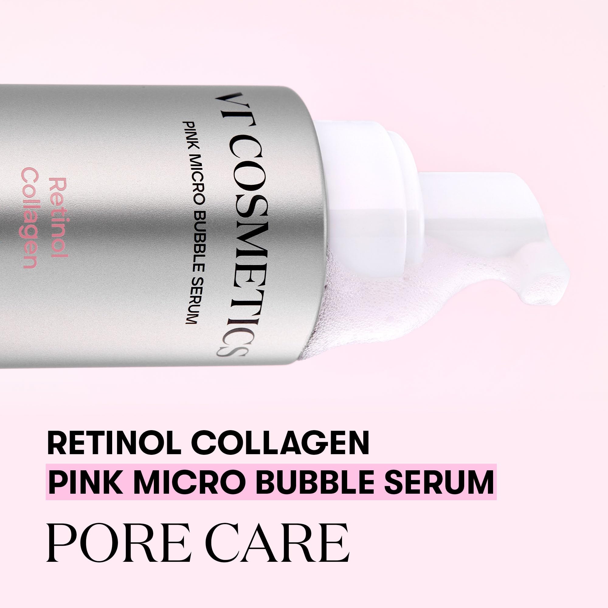 VT COSMETICS Bubble Serum packaging and label highlighting retinol and collagen.