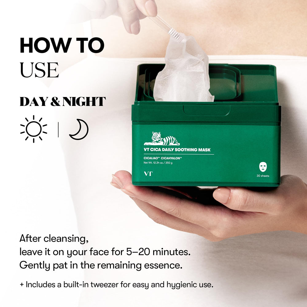 VT COSMETICS CICA Daily Soothing Mask thin-sheet-application enables quick routine