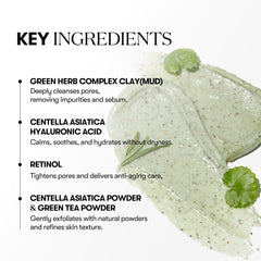 VT COSMETICS CICA Mask Cleanser green clay and Centella ingredients support balanced sebum.