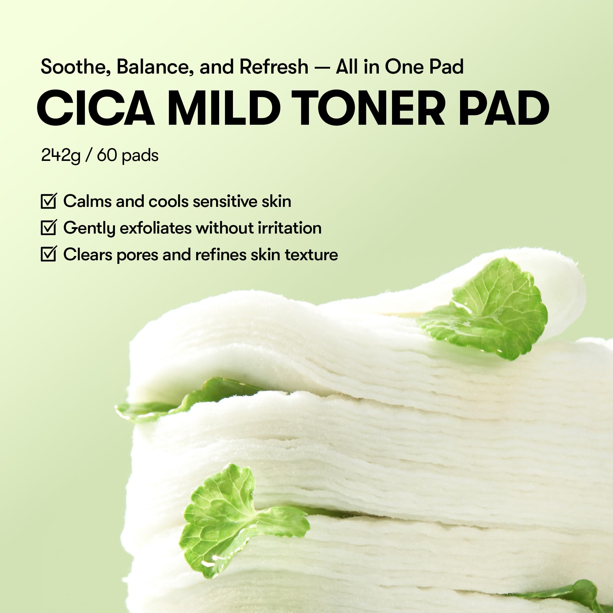 VT COSMETICS CICA Mild Toner Pad dual-texture close-up for cleansing and gentle masking.