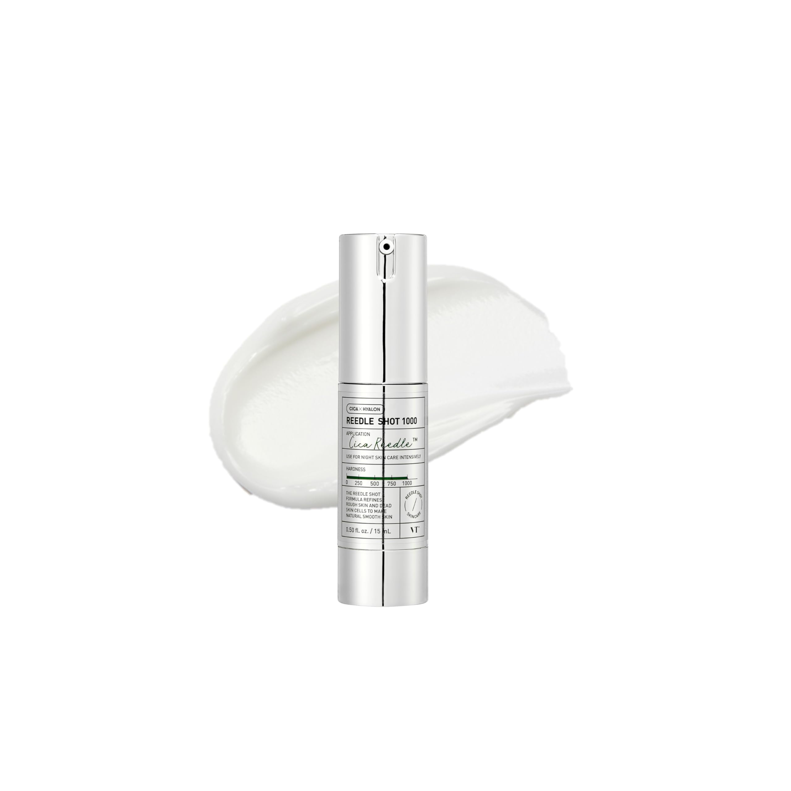 VT COSMETICS CICA Reedle Shot 1000 bottle pour highlights calming, silky texture for routine.