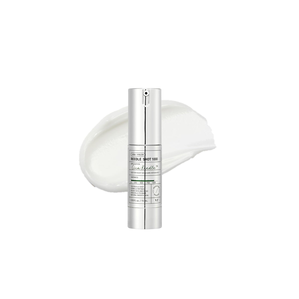 VT COSMETICS CICA Reedle Shot 1000 bottle pour highlights calming, silky texture for routine.