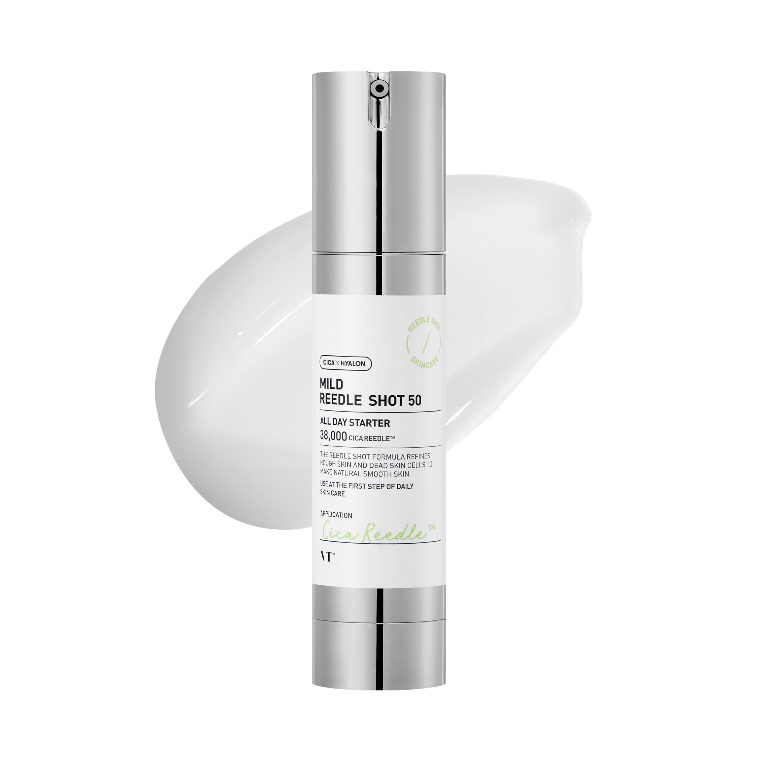 VT COSMETICS CICA Reedle Shot bottle pour shows smoother skin and enhanced absorption.