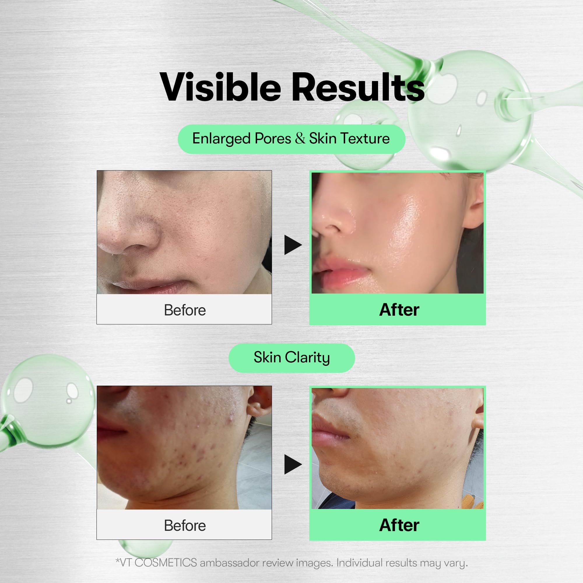 VT COSMETICS Reedle Shot zero-step concept suggesting glass skin clarity
