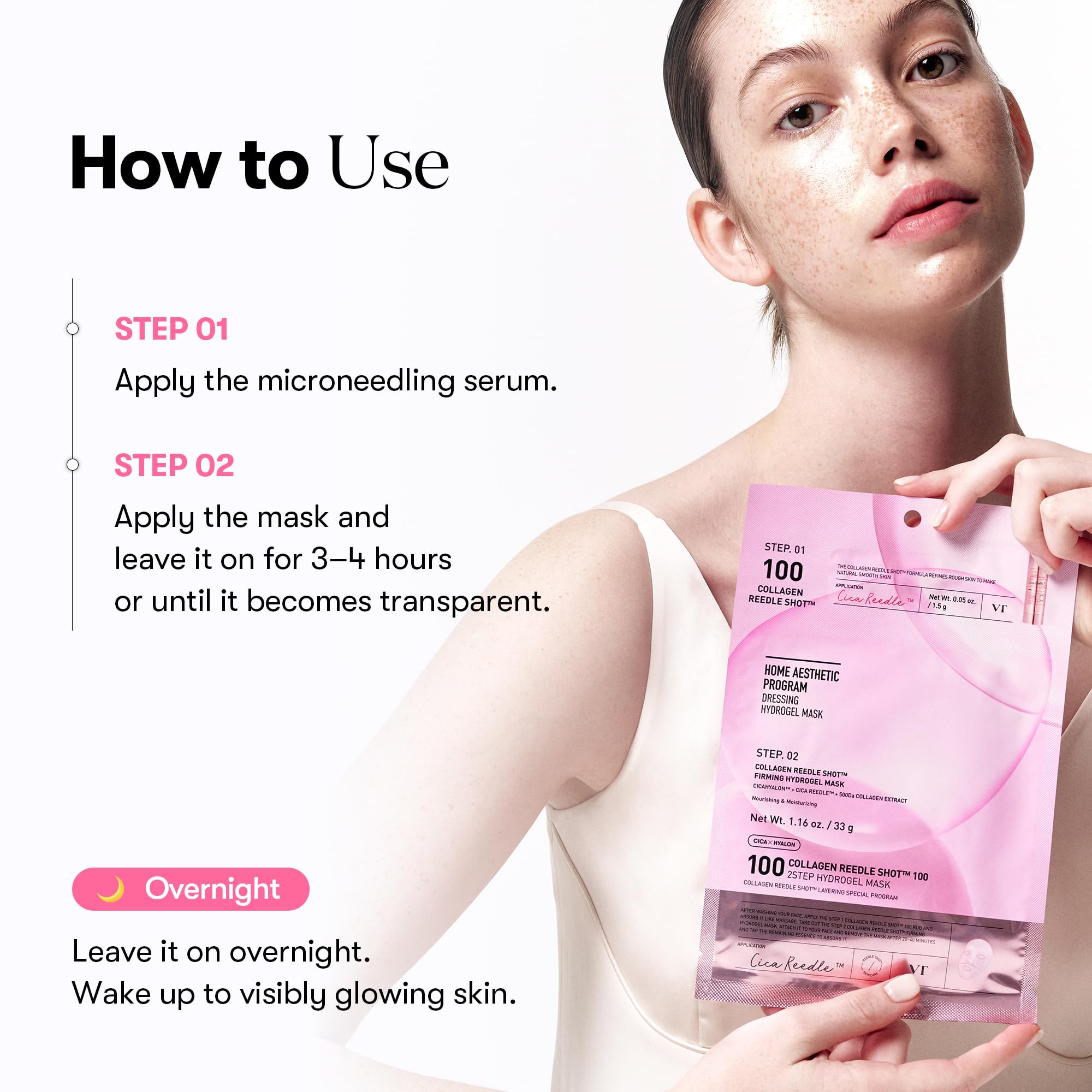 VT COSMETICS Collagen Reedle Shot overnight routine ready for care.