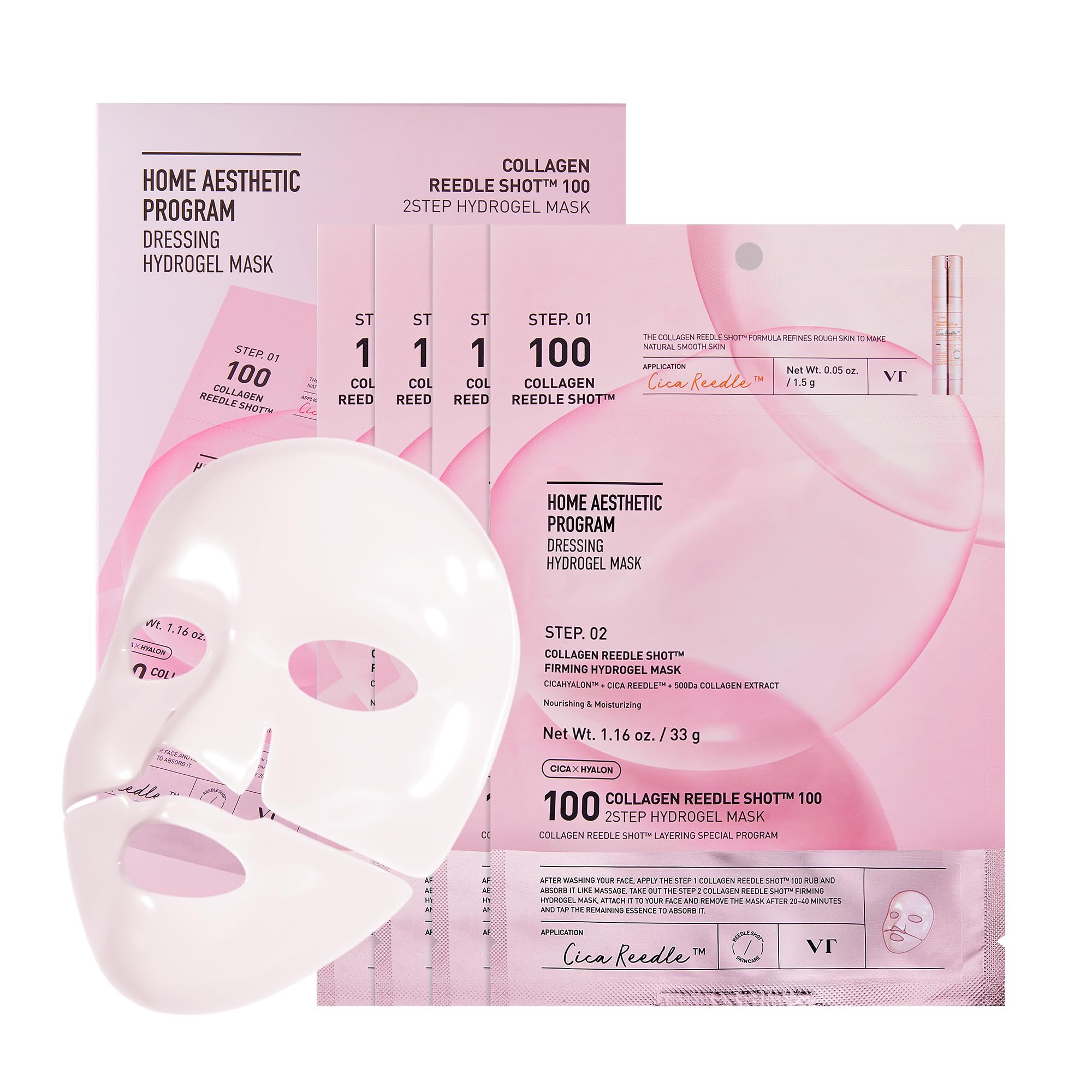 VT COSMETICS Collagen Reedle Shot pink packaging signals premium hydration.