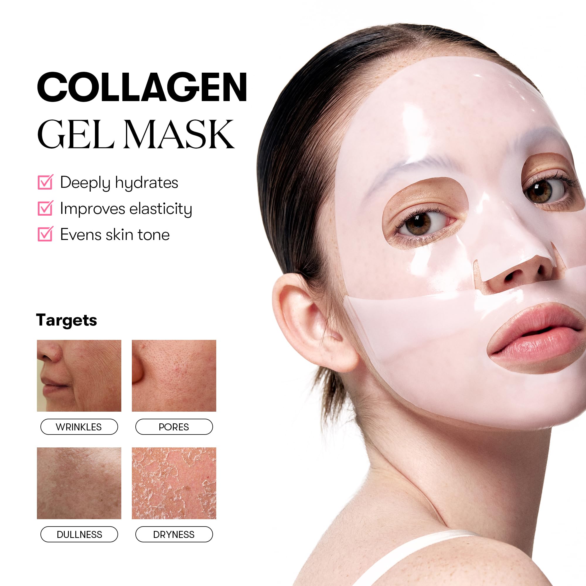 VT COSMETICS Collagen Reedle Shot step-1 mask applied for elasticity boost.