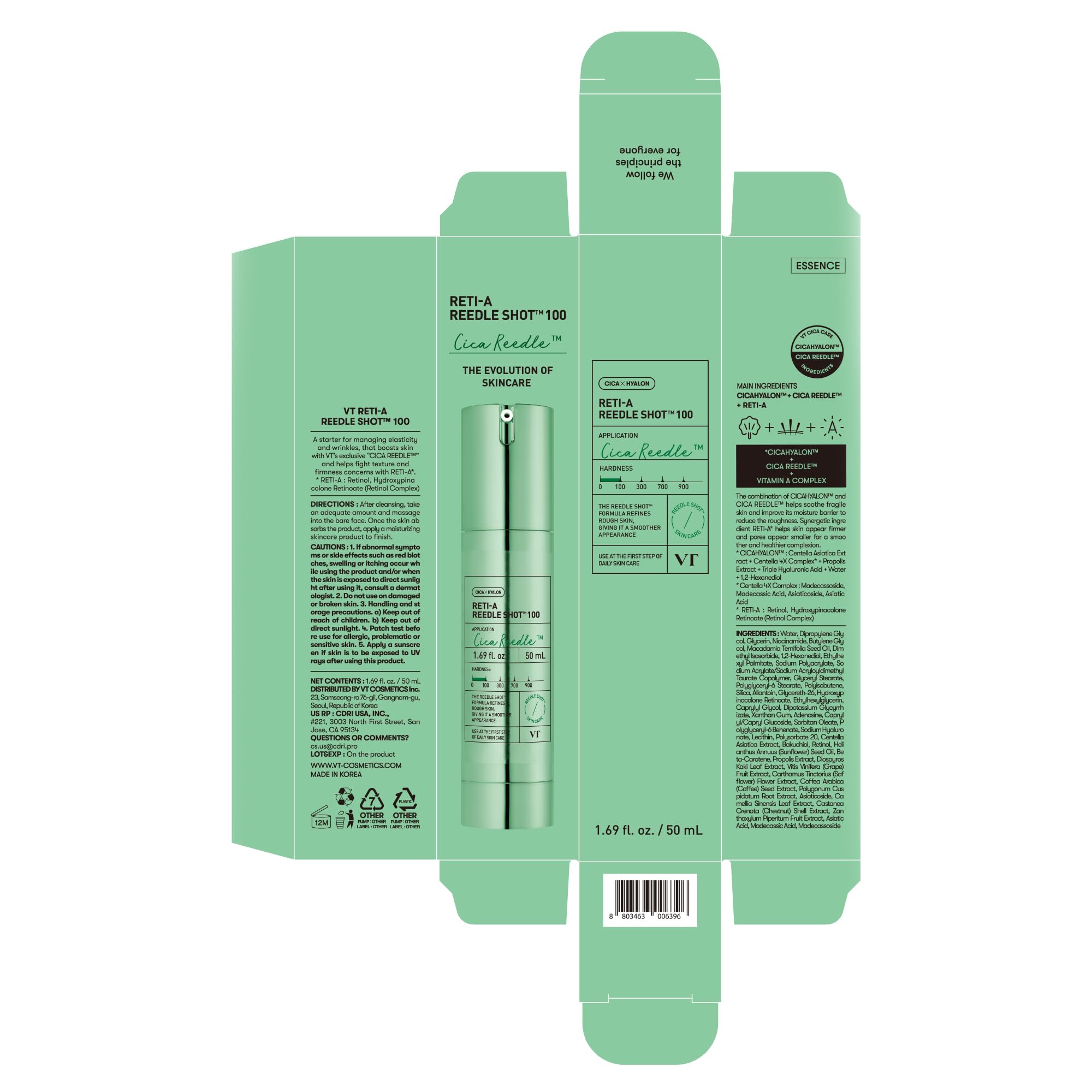 VT Cosmetics Color Reedle Shot ingredients preview hints skin-friendly formula.
