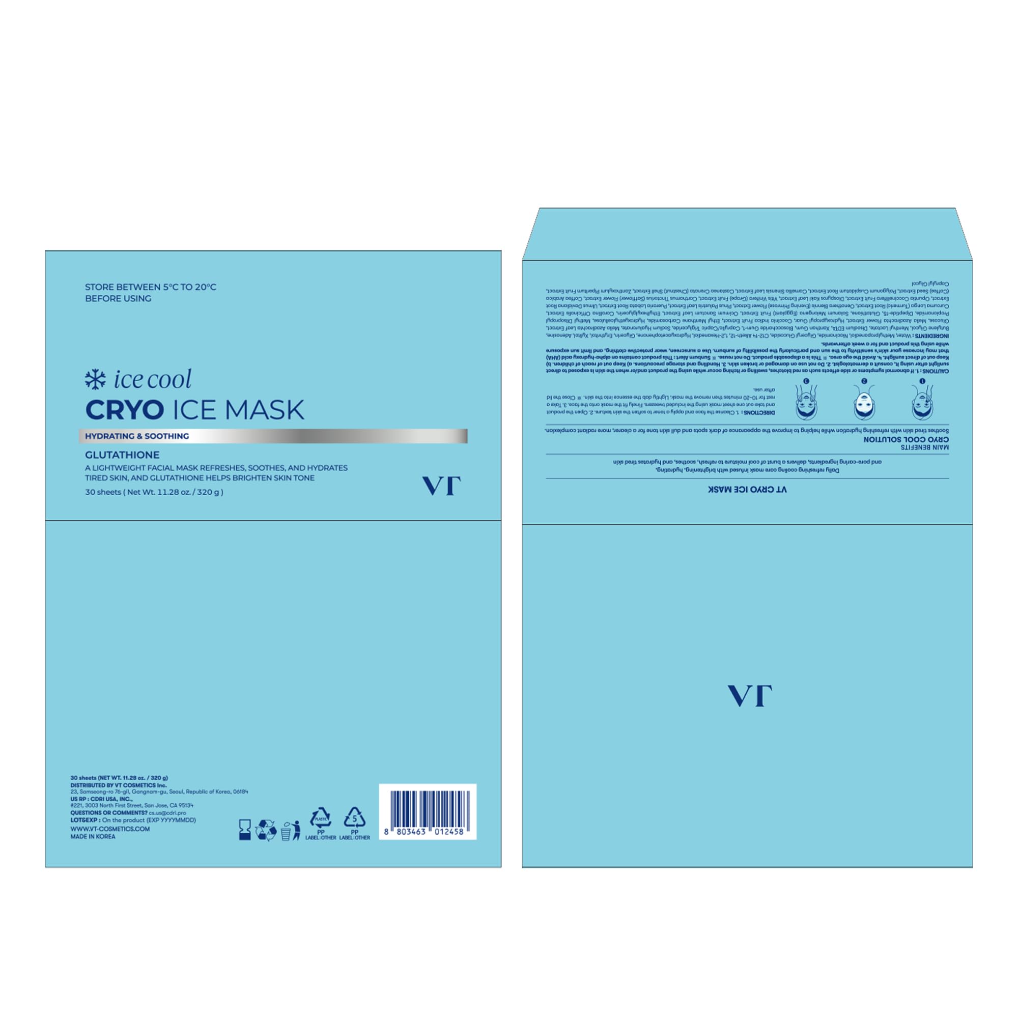 VT COSMETICS Cryo Ice Mask box with built-in tweezers for easy use