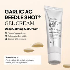 VT COSMETICS Garlic AC Reedle Shot Gel Cream texture-application shows fast-absorbing, non-sticky feel.
